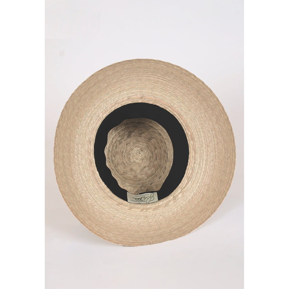 Tula Natural Palm Leaf Sun Hat Handwoven UPF 50+ Tan Black Ribbon Sold Out Style - Picture 4 of 7